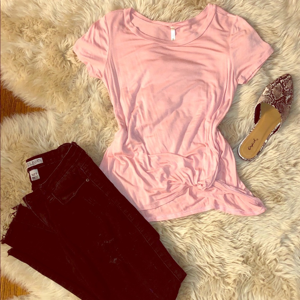 Pink top.